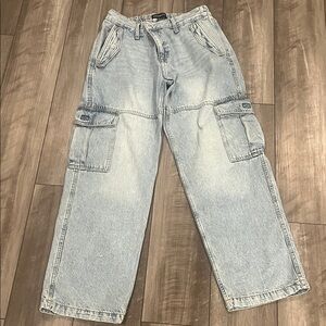 Aeropostale Men's Washed Blue Cargo Pants